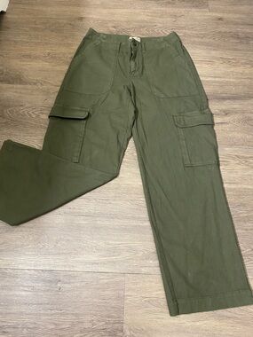 Women’s Olive Cargo Pants - Wide leg Utility Fit